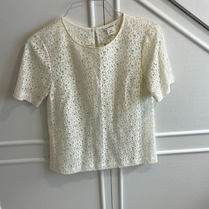 Club Monaco short sleeve white lace top xs